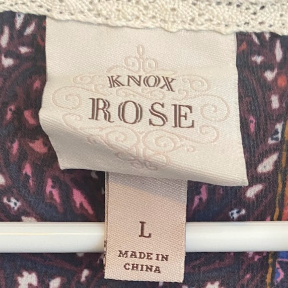 Knox Rose Boho Printed Open Front Chiffon Cardigan L - Picture 4 of 4